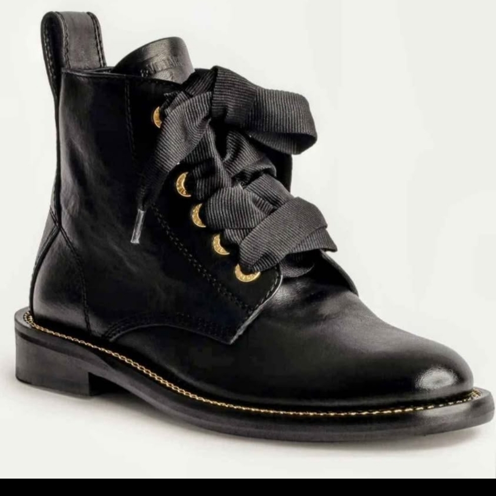 Zadig & Voltaire Laureen  Calfskin + Chai Leather Ankle Booties Womens US 6-7